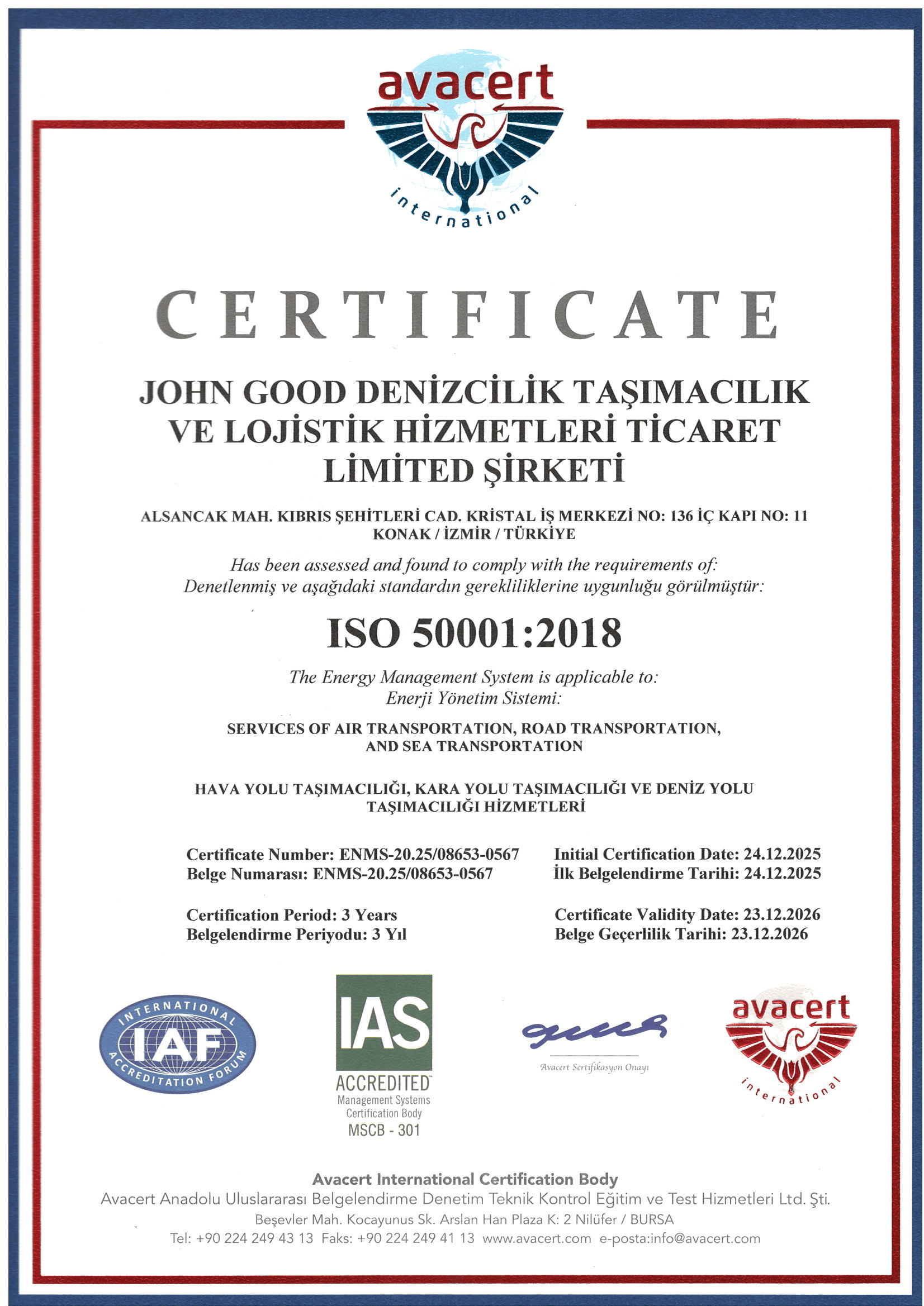 Denholm Good Logistics Sertifika 2