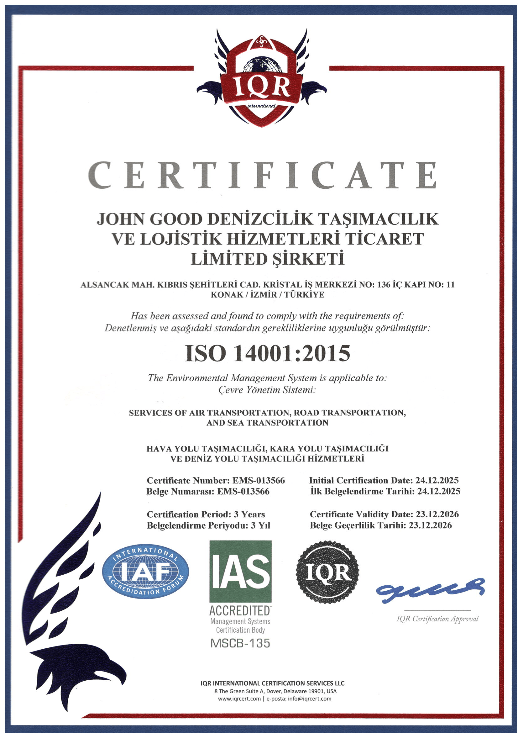 Denholm Good Logistics Sertifika 3