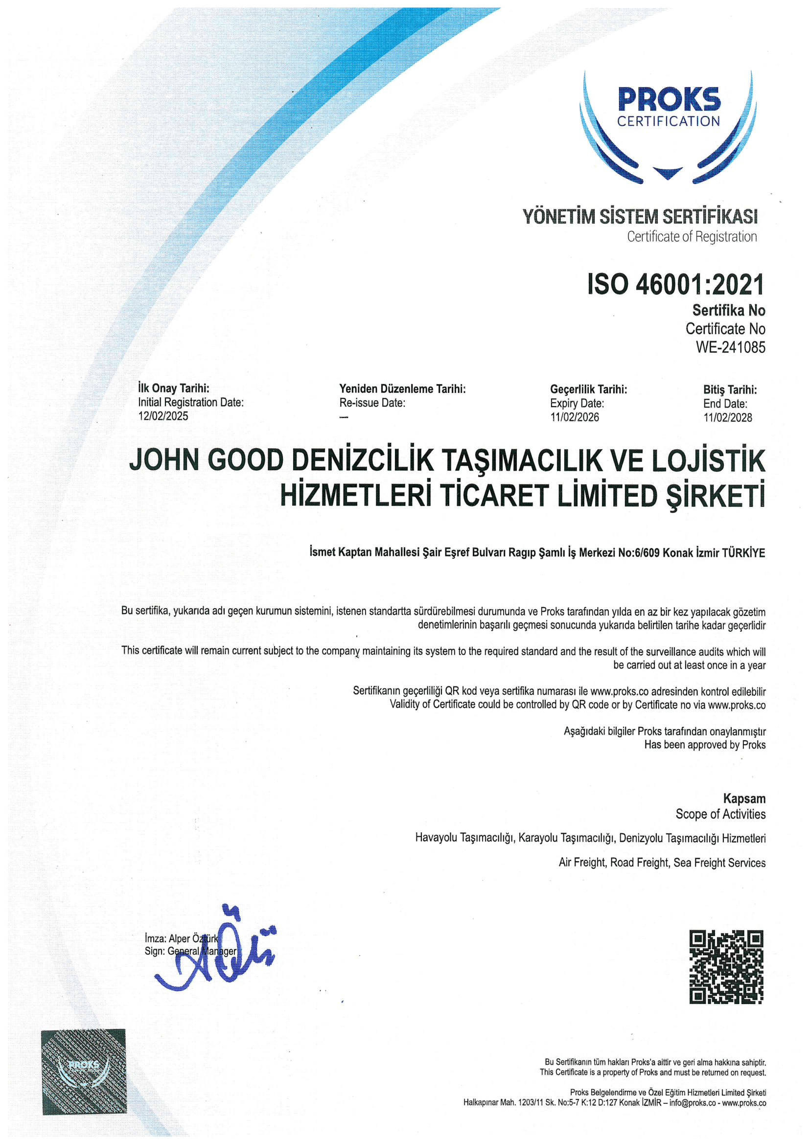 Denholm Good Logistics Sertifika 4
